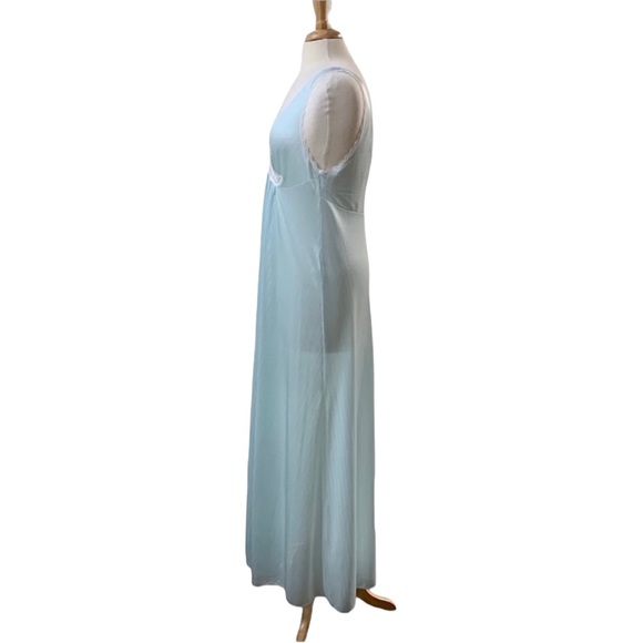 Vintage Lorraine Nylon and Lace Floor Length Pale Blue Nightgown - Picture 3 of 9